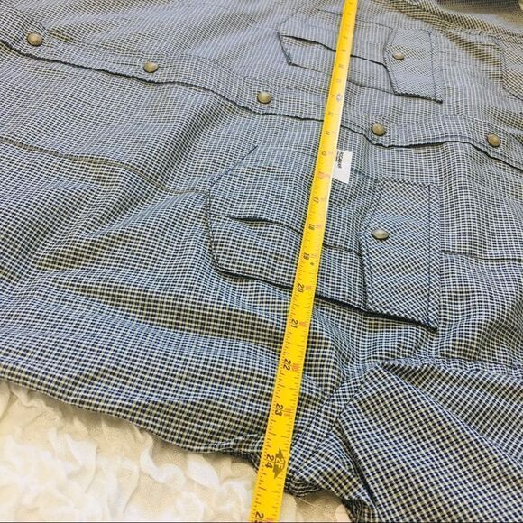 Rocawear Button Down Shirt Leather America Flag Micro Plaid Blue Green XL 2011 - Picture 10 of 13